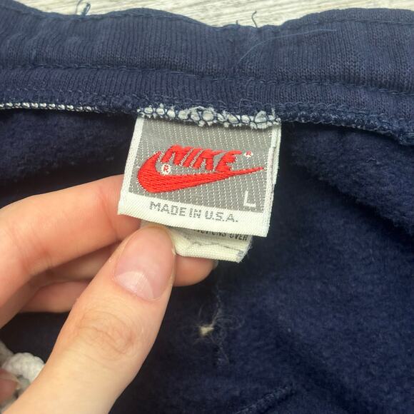 Vintage Nike Blue Mens L Swoosh Spell Out Athleisure USA Made Jogger Sweatpants - Picture 4 of 12